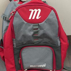 Red Marucci baseball or softball bag 