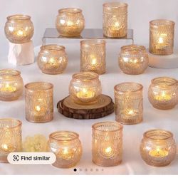 Rose Gold Votive Tea Light Holders & Glass Hurricanes 