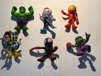Marvel Spidey and His Amazing Friends Lot of 6 Mini Figures – Hulk, Iron Man, Miles Morales, etc.