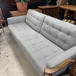 modern gray tufted fabric sofa - Excellent Condition - 84”x 30” - Retail: $1299