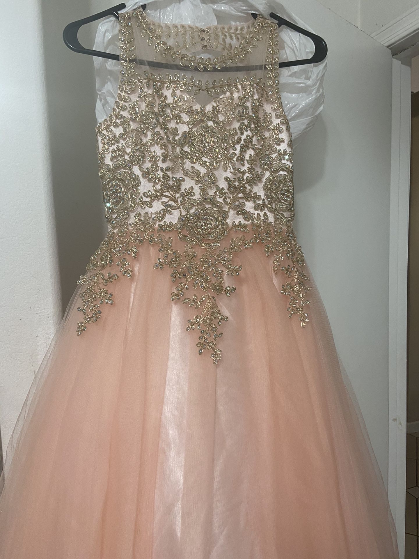 Damita Blush with Gold Dress