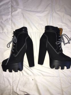 Black platform booties
