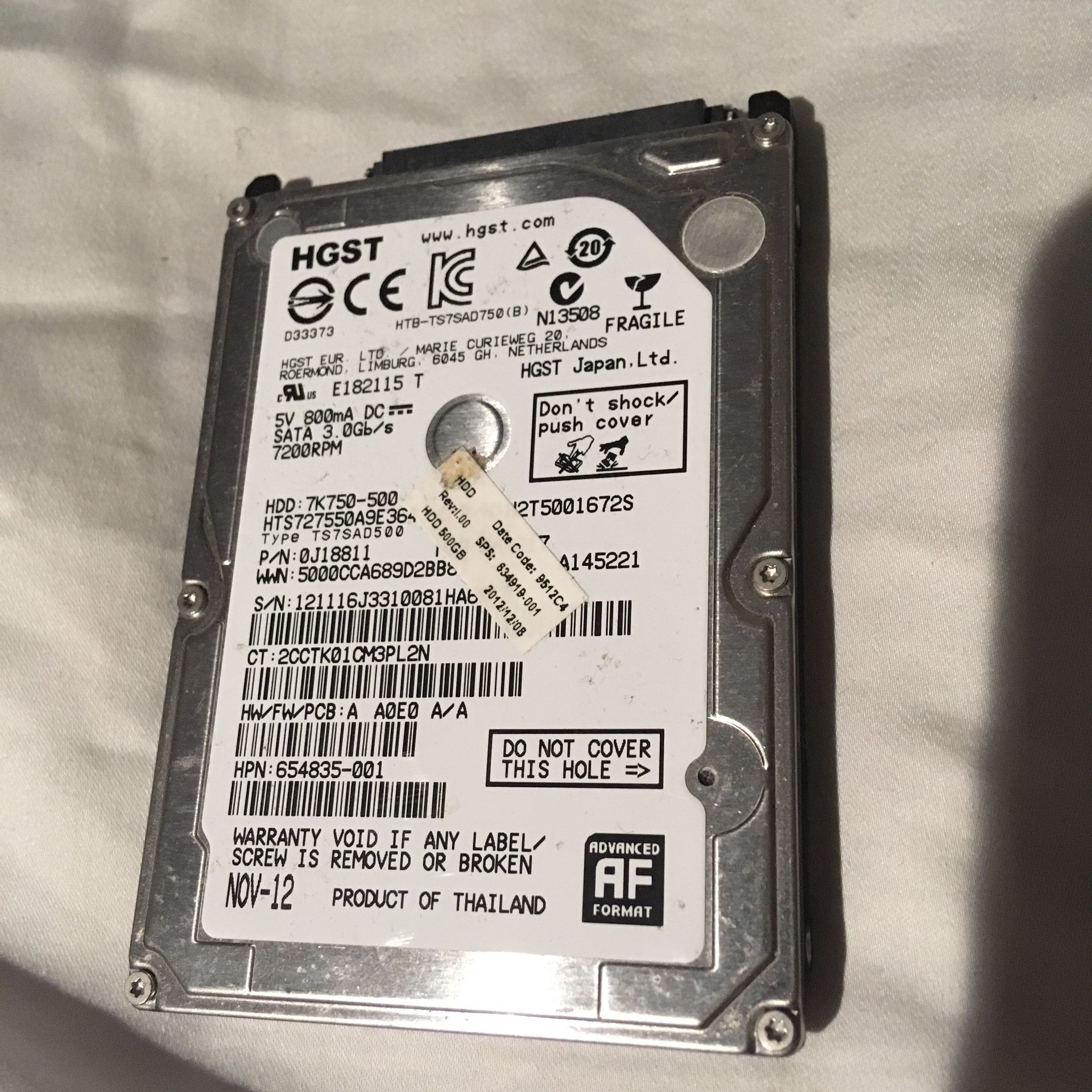 HGST 500gb laptop hard drive