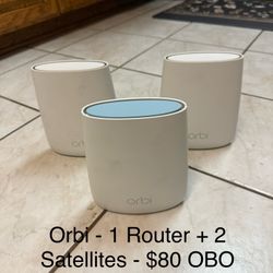 📶 Netgear Orbi RBR20 Mesh WiFi System (Router + 2 Satellites) – Whole Home Coverage