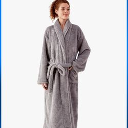 New Women's robe size L plush fleece ash grey