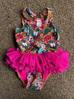 Cat & Jack Baby Girls Size 2 Parrot And Flower Bathing Suit - $7