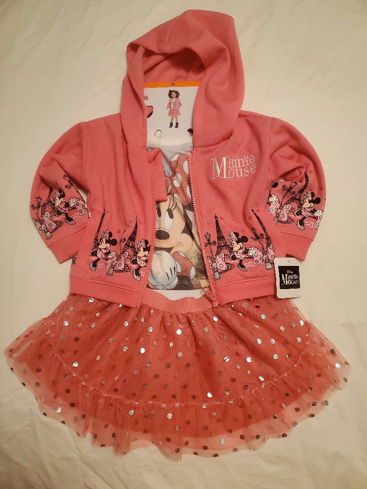 Character Kids' 3-piece Tutu Set Disney Junior Minnie Mouse 

Features:
Zip Up Embroidered Hoodie
Tutu With Elastic Waistband
Tee With All-over Print
