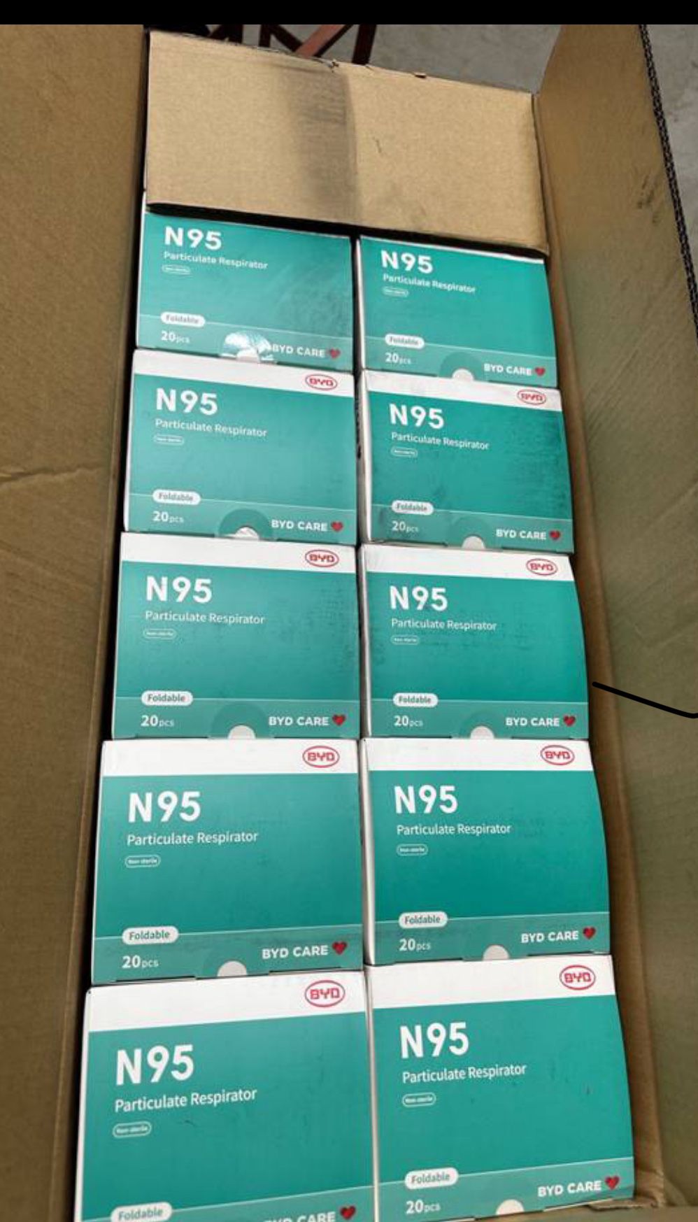 4 cases of facemaks N95 face masks BYD brand. roughly 2000