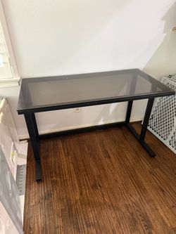 Black Metal Desk with Glass Top