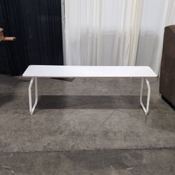 White Minimalist Rectangular Bench with Metal Frame