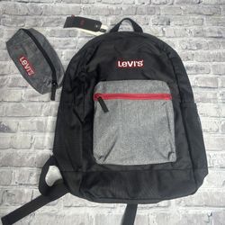 NWT Levi's Boys Box Logo School Backpack Kids ONE SIZE (Black/Gray)