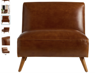 Huxley Mid-Century Modern Armless Chair – Cognac Leather