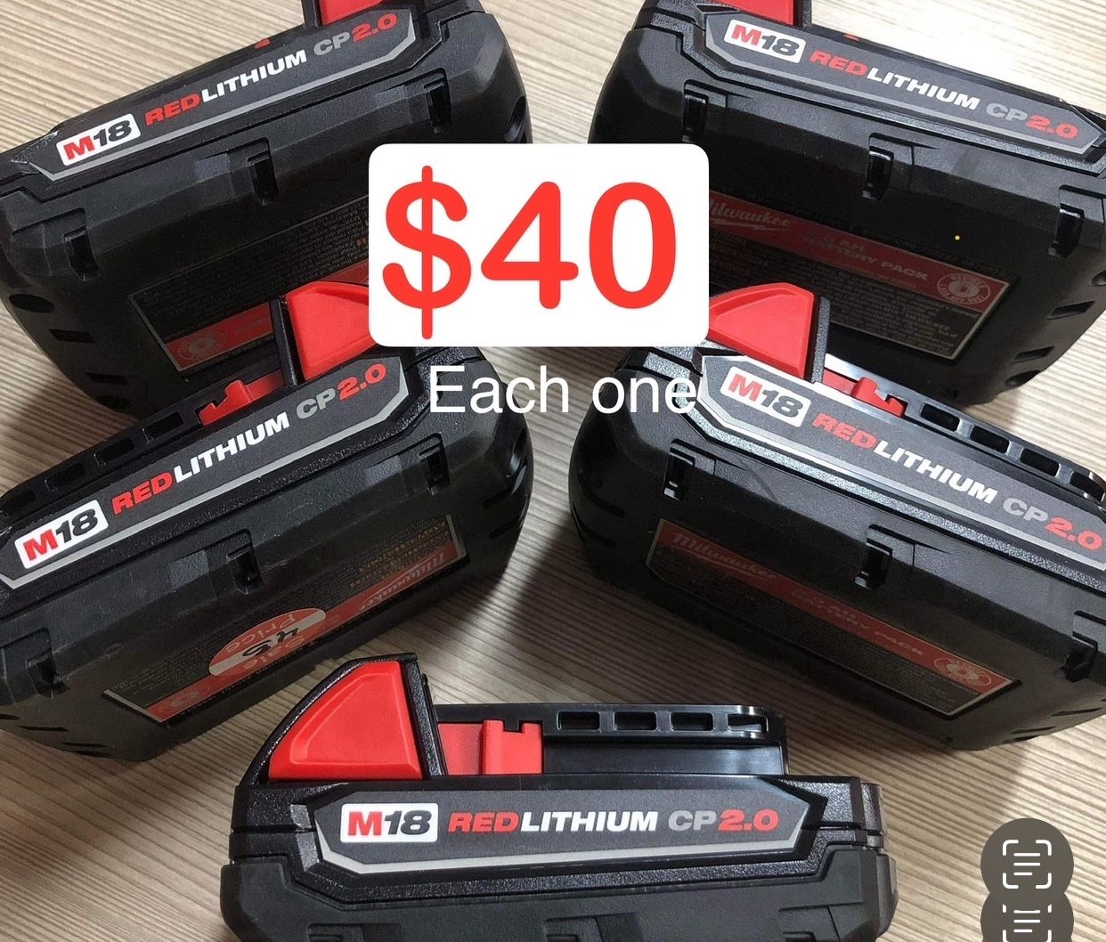 Milwaukee New 2ah Battery M18 $40 Each One Nuevos