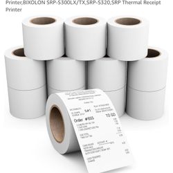 Misofuki 12 Rolls 2.28”x85Ft. Weak Sticky Thermal Linerless Labels Compatible for Epson TM-L90 Liner-Free Thermal POS Printer,BIXOLON SRP-S300LX/TX,SR