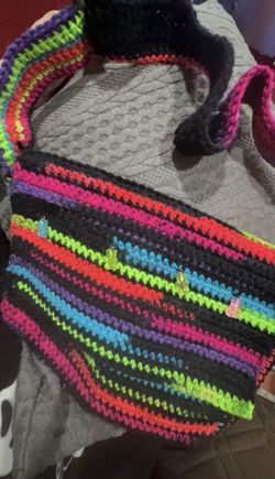 Rainbow Crochet Crossover Bag