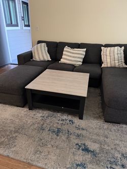 Sectional sleeper couch with ottoman & storage