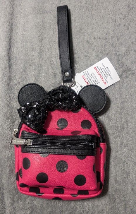 Disney Loungefly Minnie Mouse Pink & Black Polkadot Wristlet