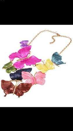 Multi color butterfly necklace! Brand new! Amazing statement summer piece!