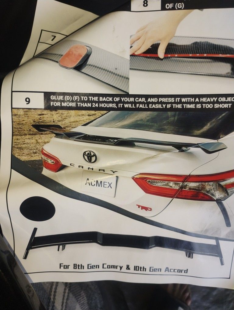 Rear Spoiler For 8th Gen Camry & 10th Gen Accord