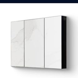 On Sale!! New 39.4 In Black Rectangular Iron Medicine Cabinet with Mirror Wall Mount