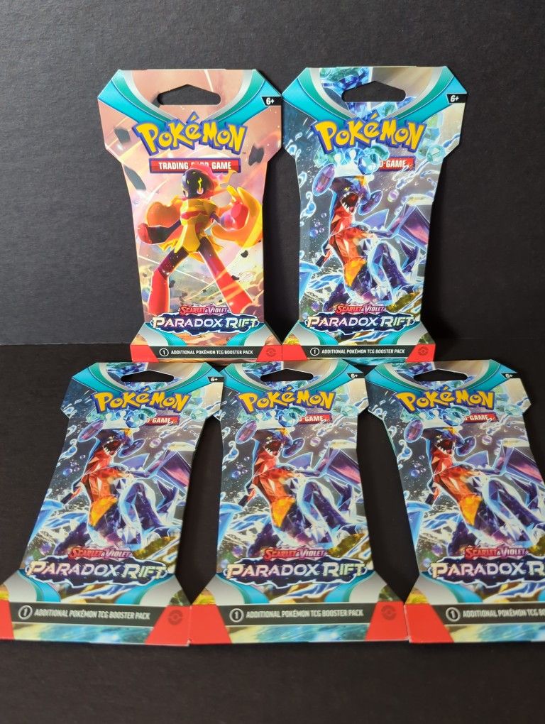 Pokemon Sleeved Booster Pack Scarlet And Violet Paradox Rift -(5) Packs For $40