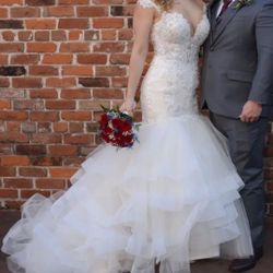 Casablanca Wedding Dress + Veil