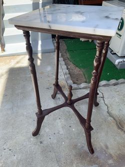 Wood And Marble Side Table. Reduced
