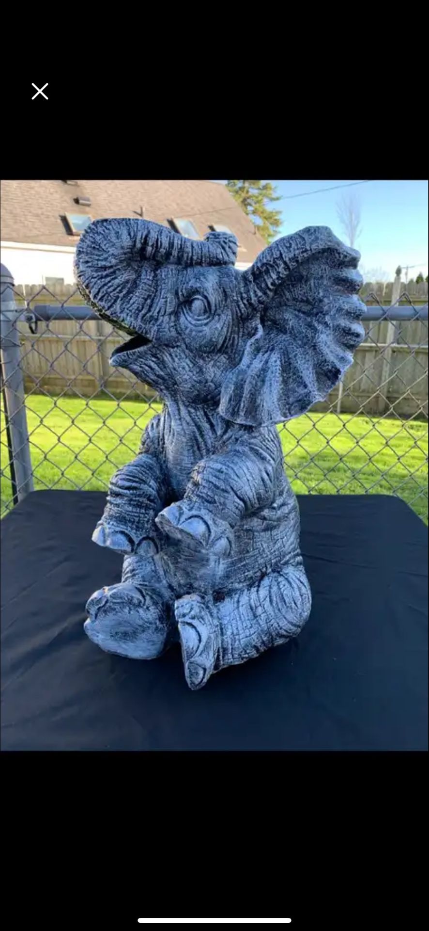 Large, Happy Elephant Statue