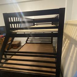 Dark Brown Bunk Bed Twin And Queen With Mattresses 
