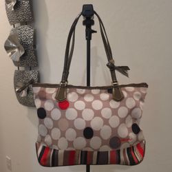 Authentic 2013 Coach Polka Dot and Stripe Tote