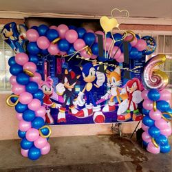Sonic The Hedgehog Balloons Backdrop