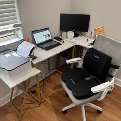 Desk, Printer And chair 