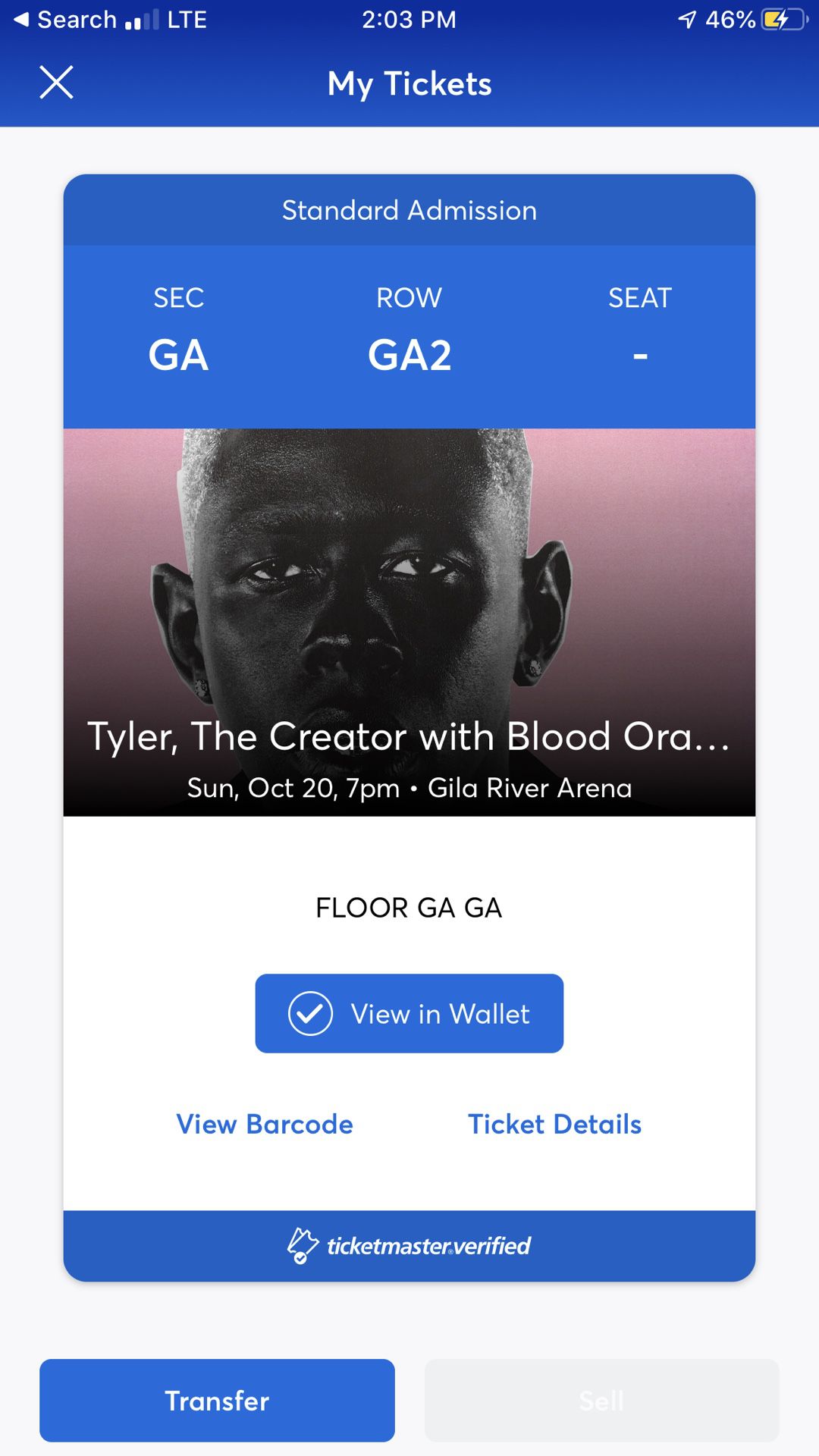 Tyler The Creator ticket