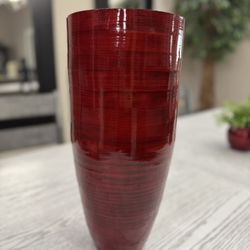 Large Wide Mouth Tall Red Decorative Vase
