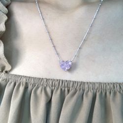 New Sterling Silver Pink Heart Necklace