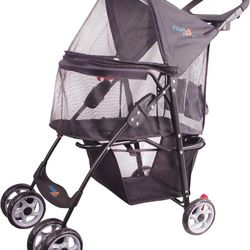 Full-Window pet Stroller 4 Wheels for Cats & Dogs, with Storage Basket,Cup Holder, Travel Puppy/Cats Stroller
