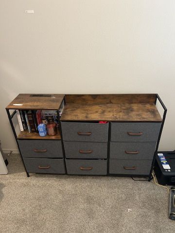 8 Drawer Fabric Dresser With Outlet