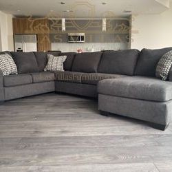 Brand New 💥 Ambee 3pc Sectional With Chaise Couch | Sof a | Lovesea t | Dark Grey