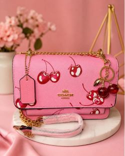 Coach Pink Cherry Print Crossbody Bag
