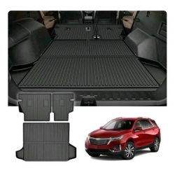 Cargo Liner and Backrest Mat for Chevy Equinox 2018-2024 - Custom Fit All Weather Trunk Mat Seat Back Cover - Car Accessories Interior Protection Rear