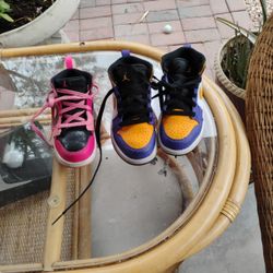 Nike Jordans Kids Purple And Yellow Size 11 Pink Size 10