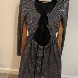 City Studio Metallic Party Dress Women Small Fit & Flare Ling Sleeve