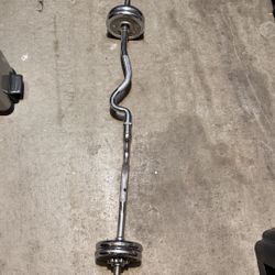 EZ Curl Bar with Chrome Weight Plates – Adjustable Set