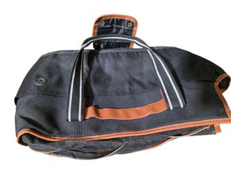 Black Canvas Pet Carrier Bag with Leather Trim