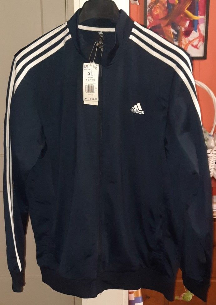 Adidas Legend Ink/White 3 Stripe Track Jacket size XL