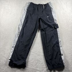 Vintage Nike Track Pants Windbreaker Youth Large 14-16 Black Y2K Cargo Baggy#93