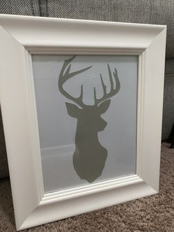 White Photo Frame- Deer