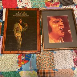 Vintage Elvis Presley Framed Picture/Wooden Poster