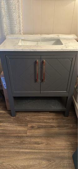Origin 21 Quillian 30-in Carbon Grey Undermount Single Sink Bathroom Vanity