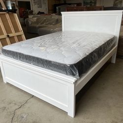 White Queen Bed And Mattress